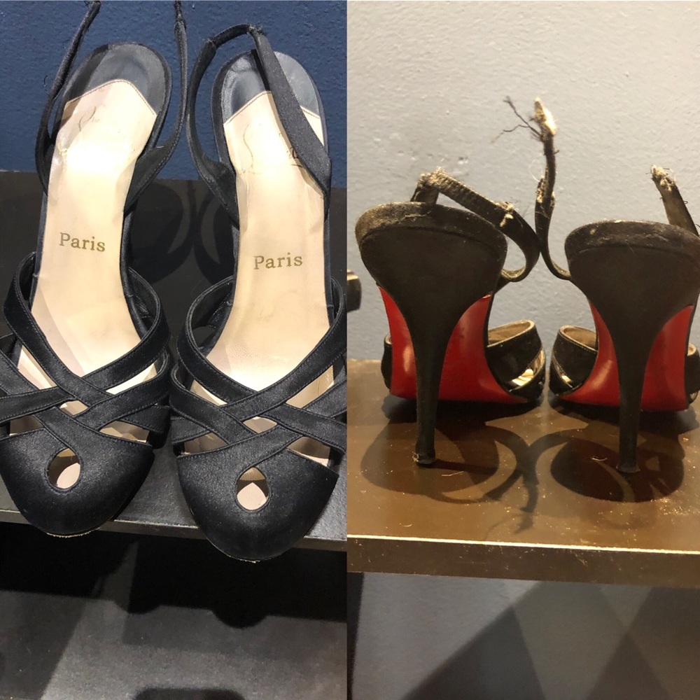 Louboutin Slingbacks w/BROKEN RIGHT STRAP